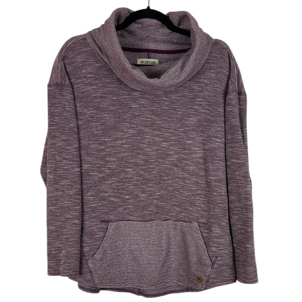 Burton Ellmore Cowl Neck Pocket Pullover Cotton Sweater Large Heathered Purple